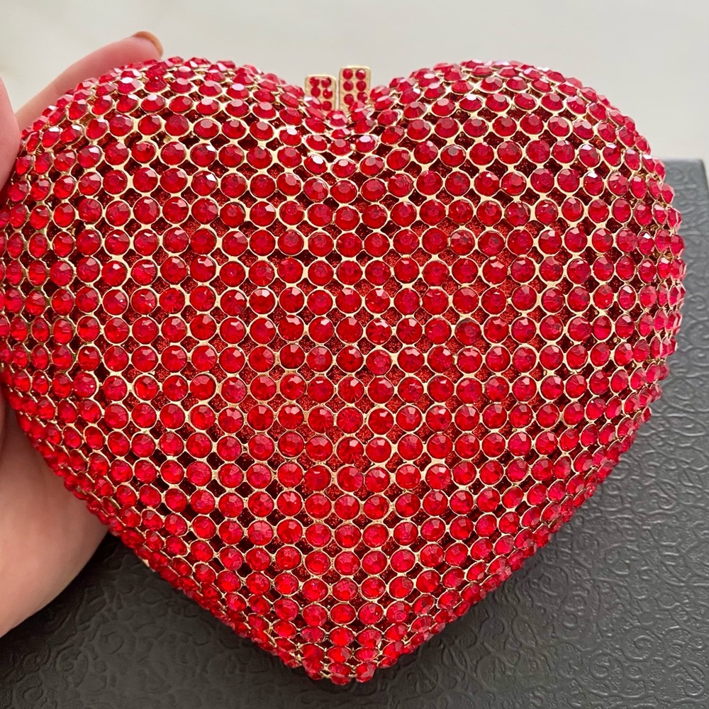 NWT Heart Shaped, Rhinestone Natasha Clutch